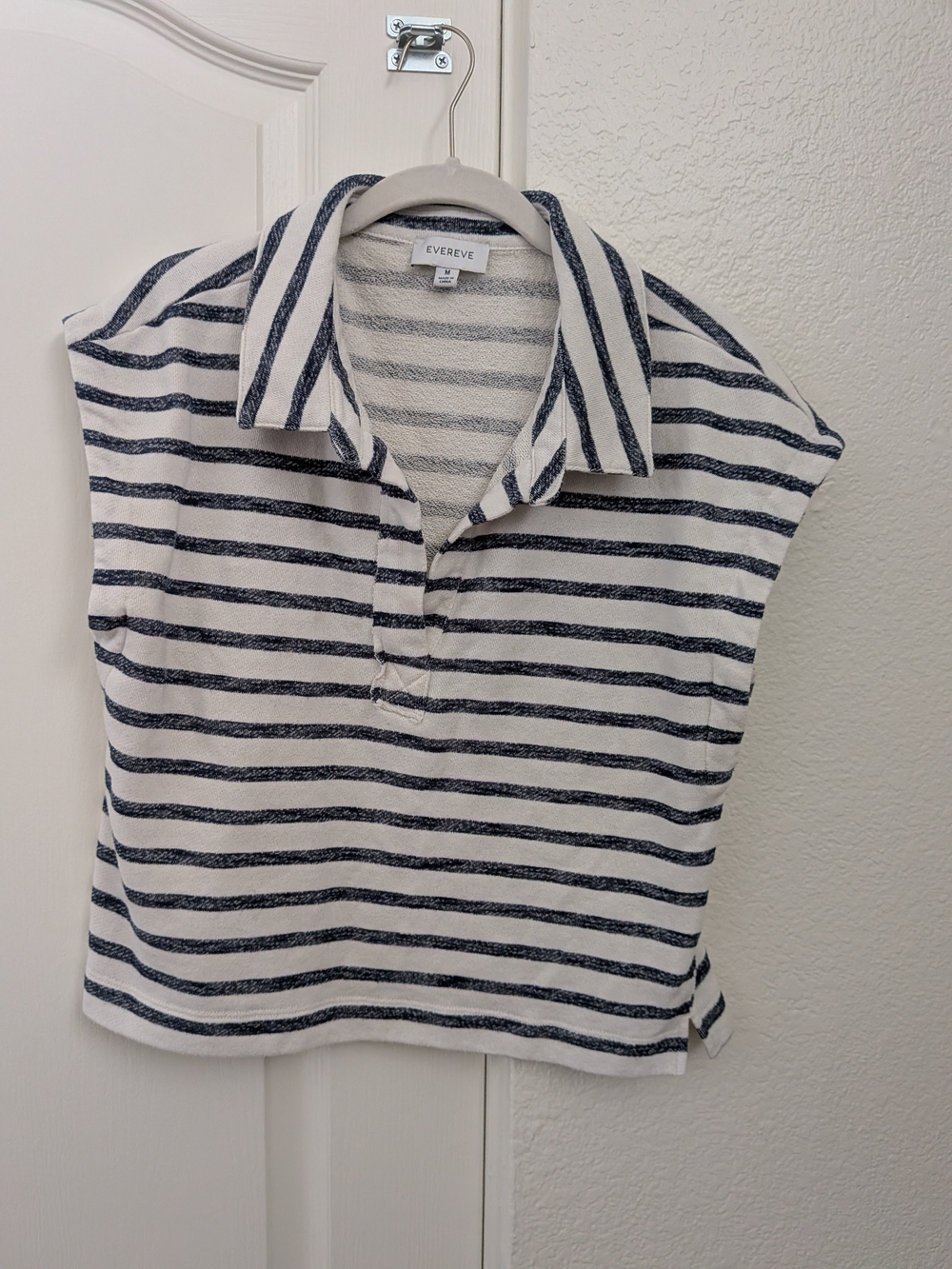 Evereve Striped Polo Tank - White and Navy (Medium) - Like New!